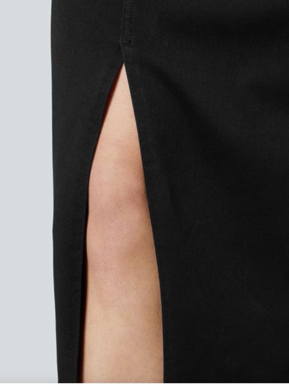 HALARA Black High-Waist Midi Pencil Skirt with Center Front Slit With Shorts - Picture 7 of 8